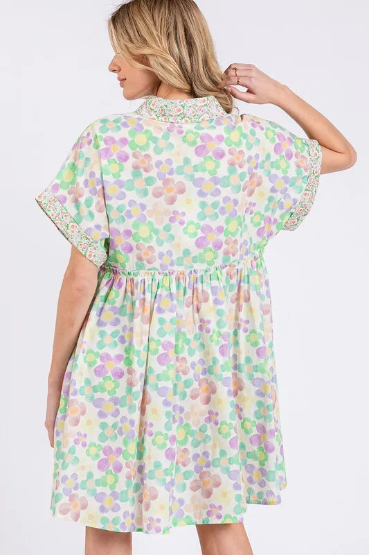 Image of SAGE+FIG Floral Babydoll Short Sleeves Dress | Queeble.shop