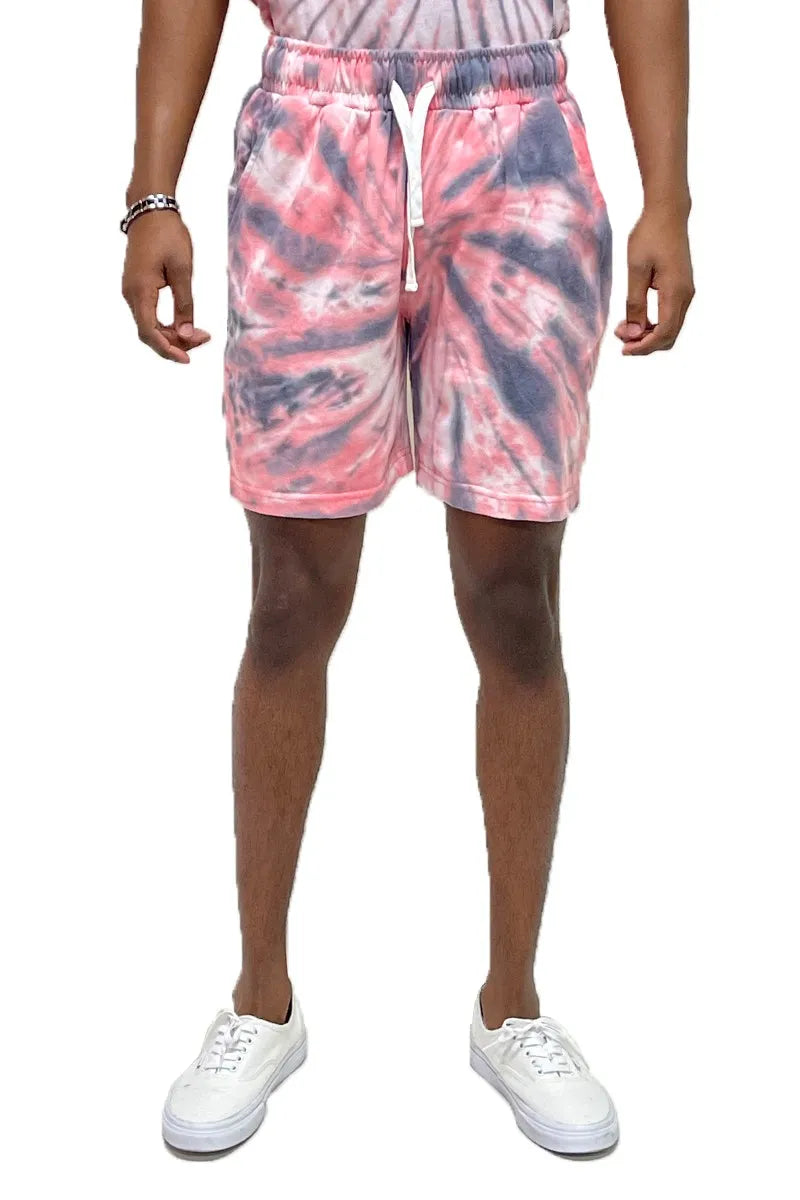 Image of WEIV Men's Full Size Cyclone Pinwheel Tie-dyed Sweat Shorts Plus Size | Queeble.shop