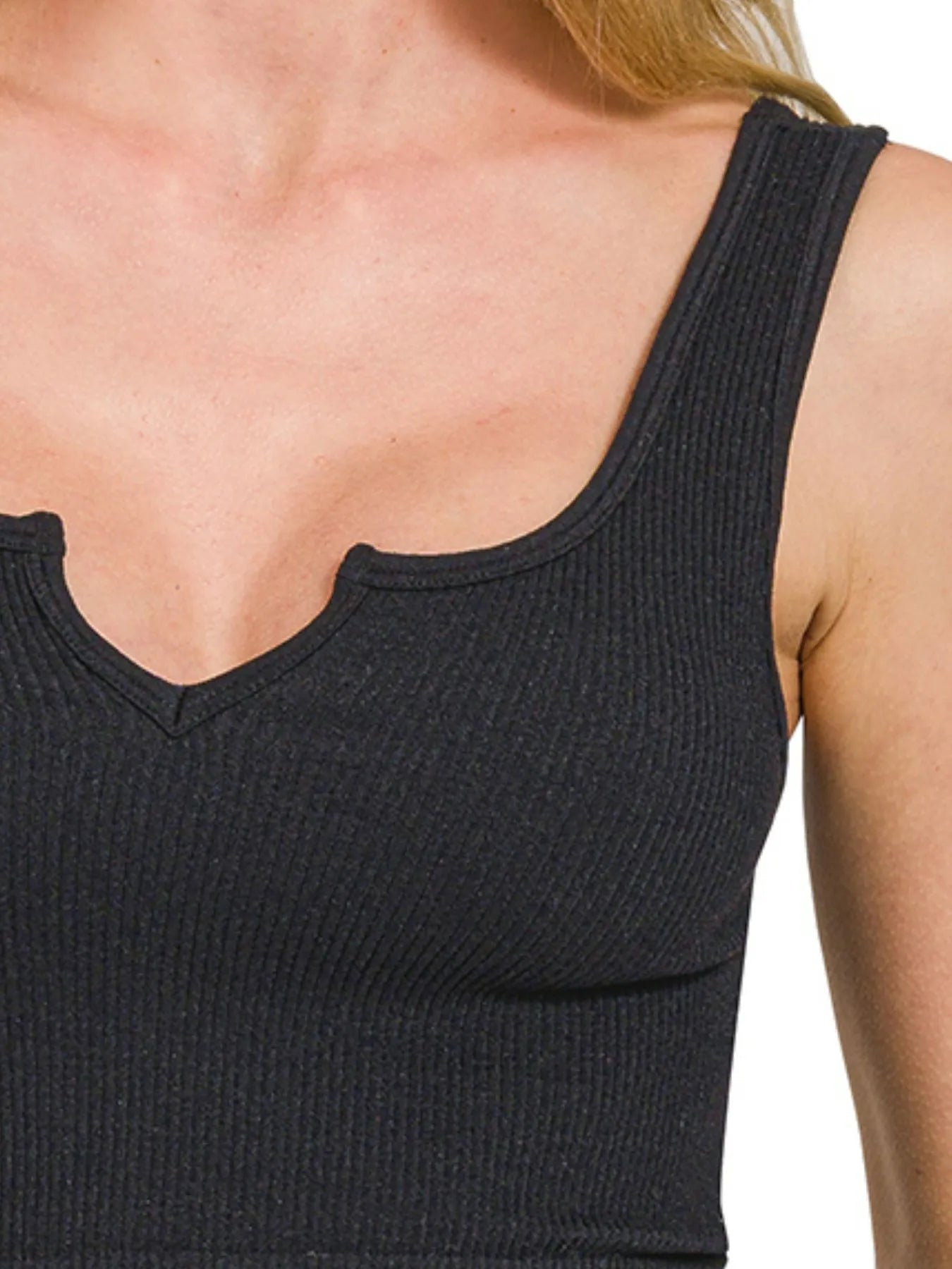 Image of Zenana Seamless Split Neck Bra Tank Top | Queeble.shop