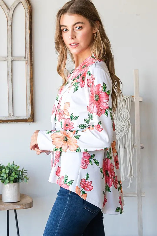 Image of Heimish Full Size Multi Color Floral Blazers with Tunic Plus Size | Queeble.shop
