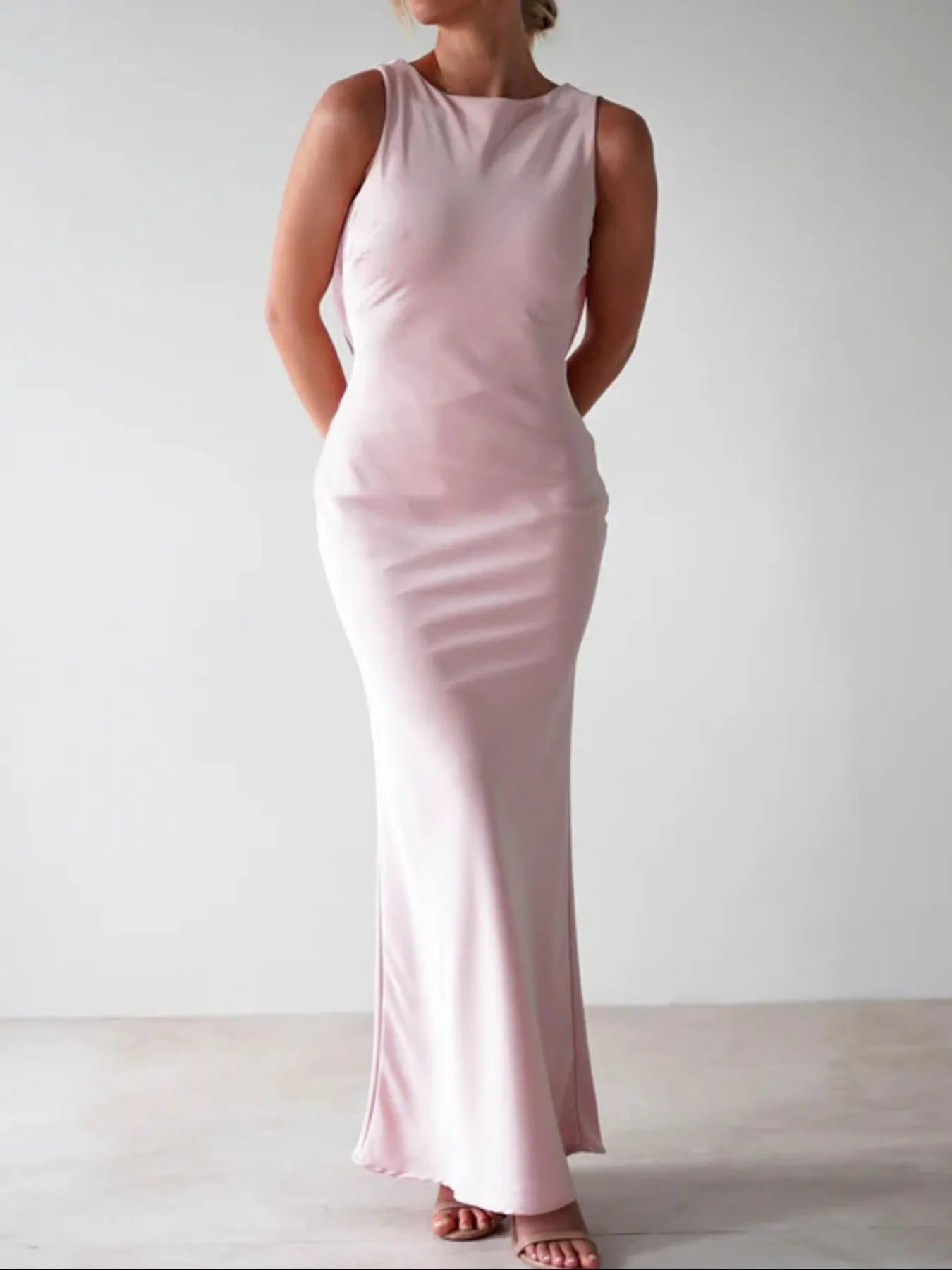 Image of Satin Sleeveless Maxi Dress | Queeble.shop