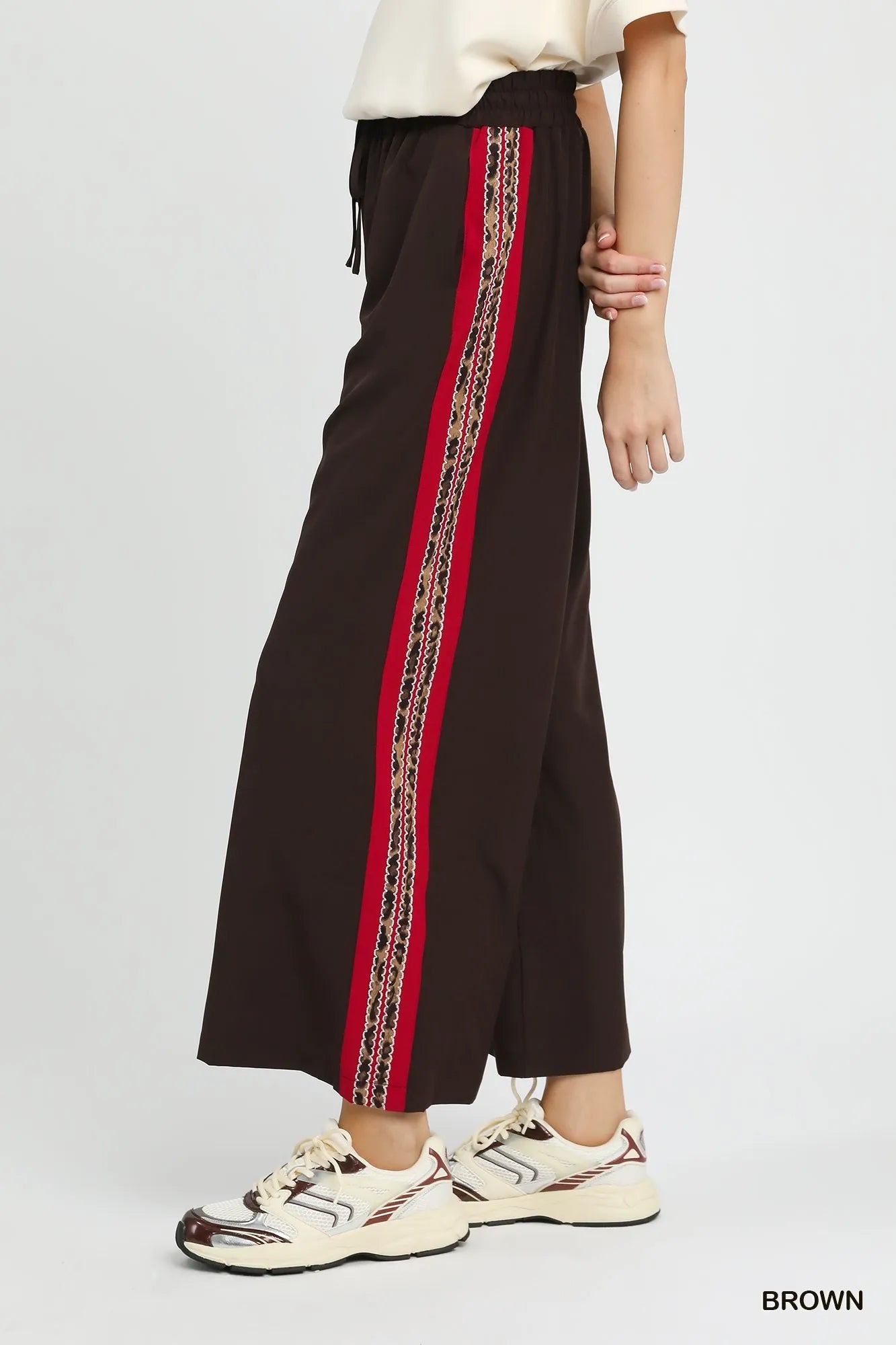 Image of Umgee Wide Leg Pants with Contrast Side Trim | Queeble.shop