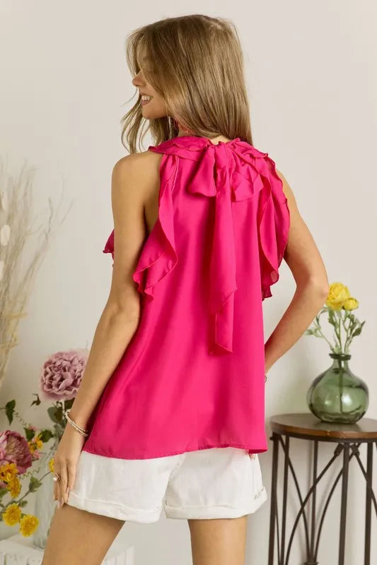 Image of ADORA Ruffled Grecian Neck Top | Queeble.shop