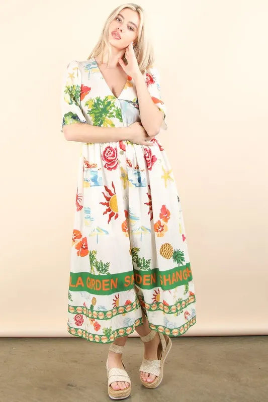 Image of VERY J Button Down Printed Midi Dress | Queeble.shop