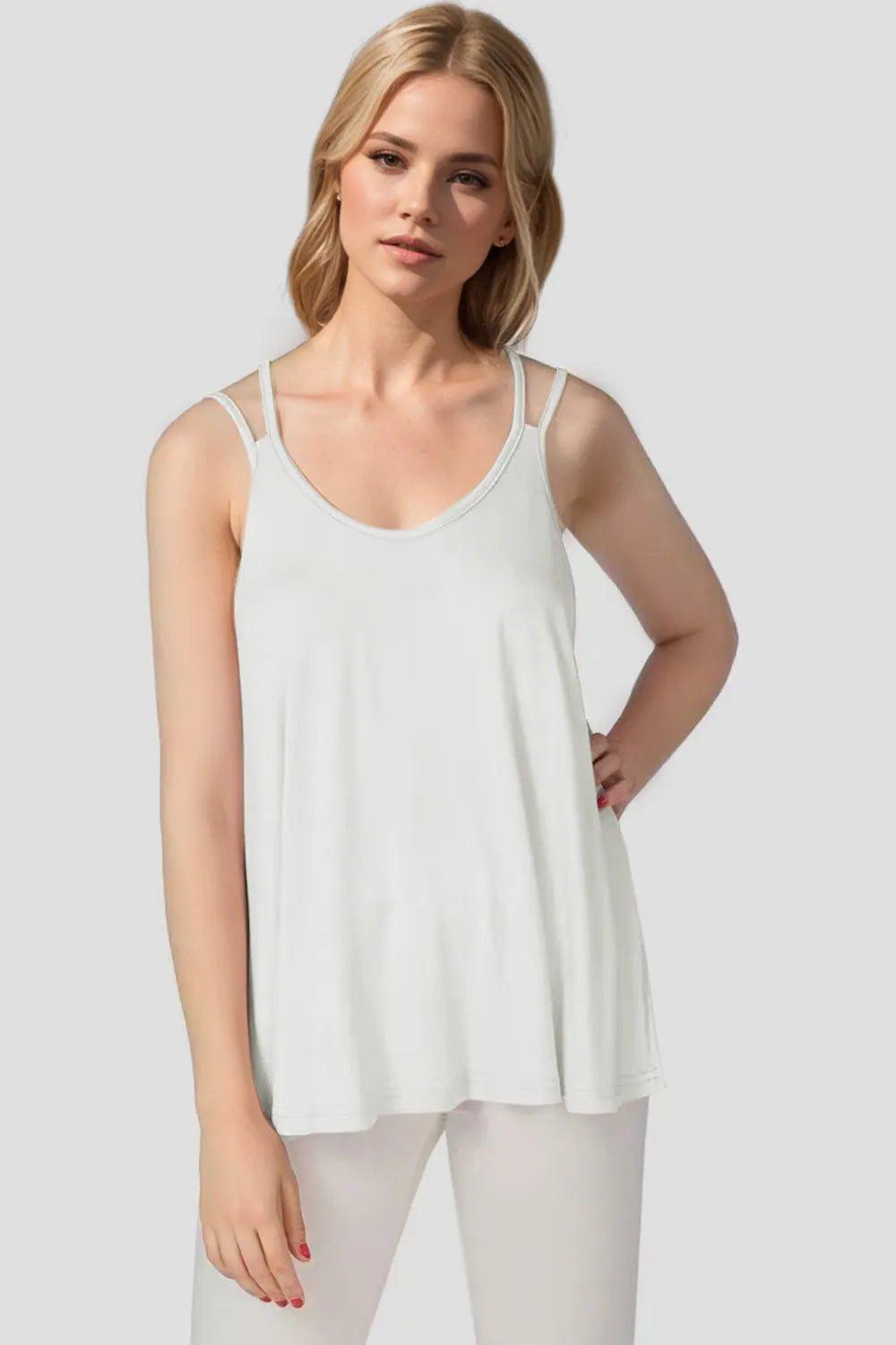 Image of Basic Bae Bamboo Scoop Neck Double Spaghetti Straps Cami | Queeble.shop