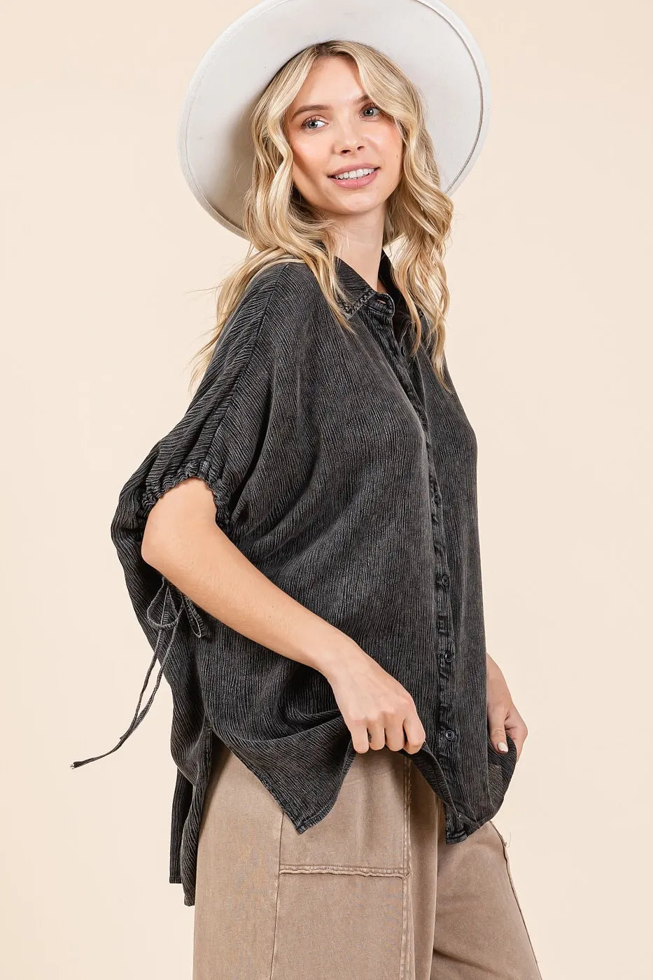Image of Mittoshop Mineral Wash Loose Fit Button Down Shirt | Queeble.shop