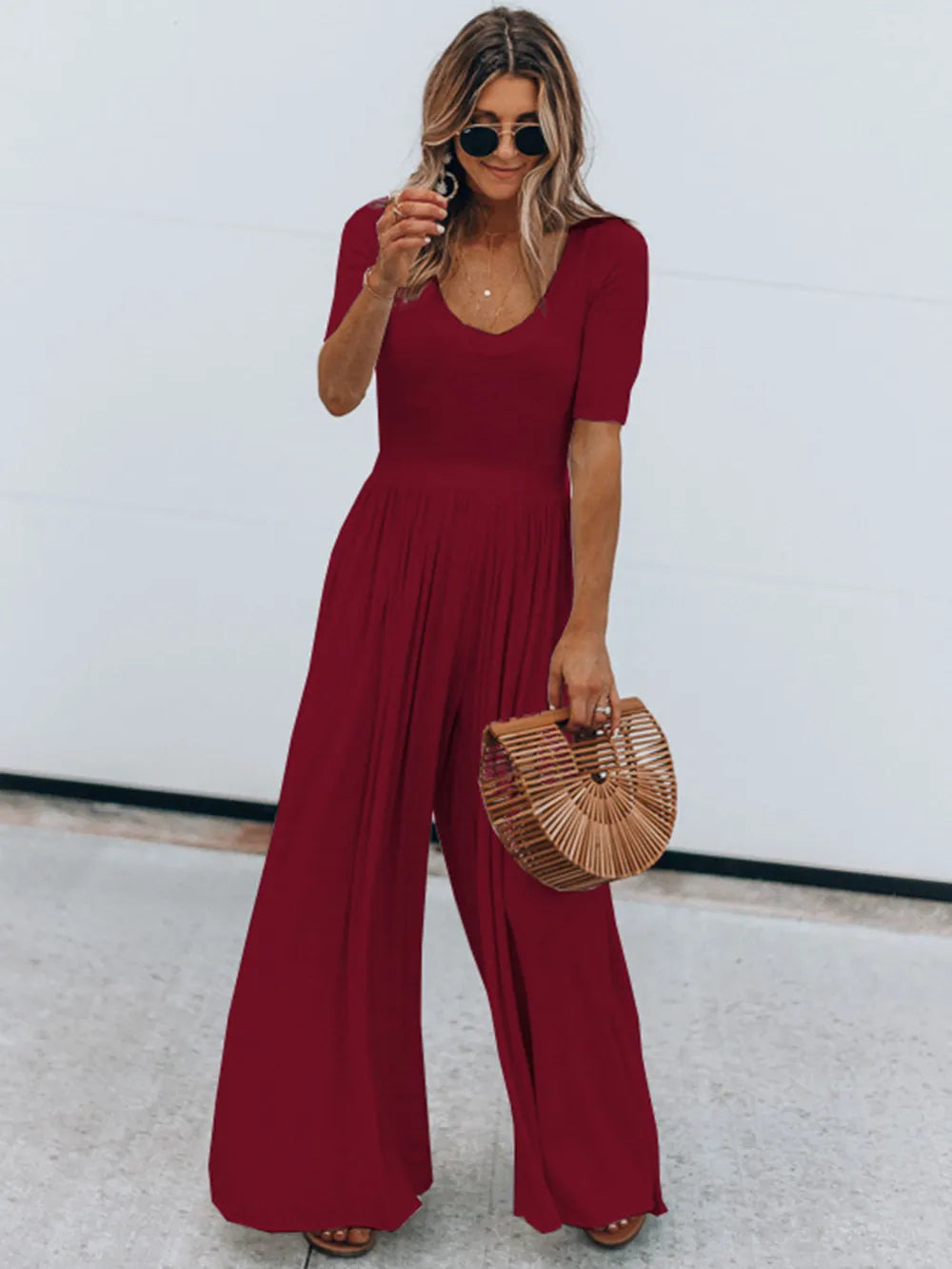 Image of Scoop Neck Short Sleeve Jumpsuit | Queeble.shop