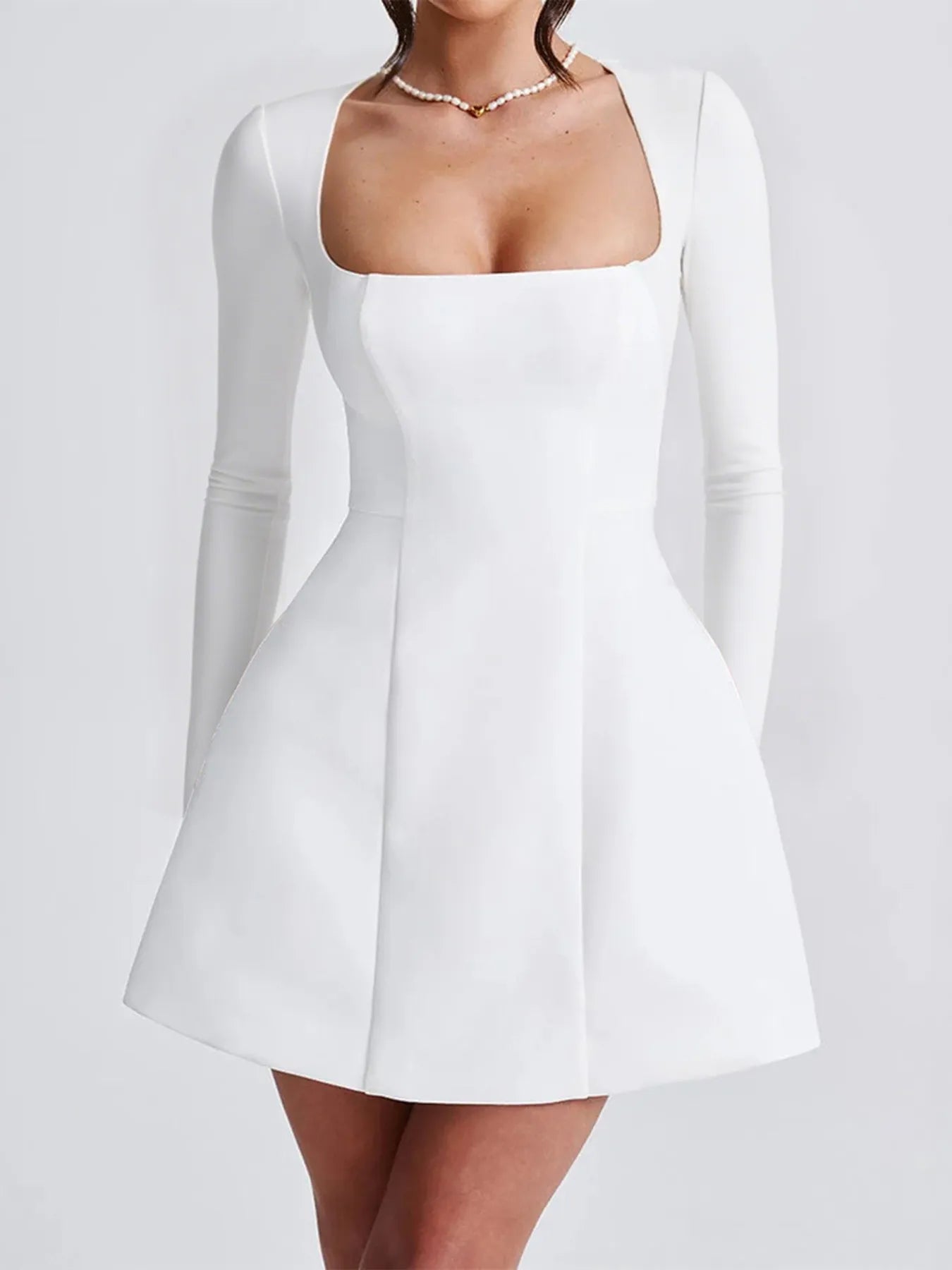 Image of Square Neck Long Sleeve Mini Dress | Queeble.shop