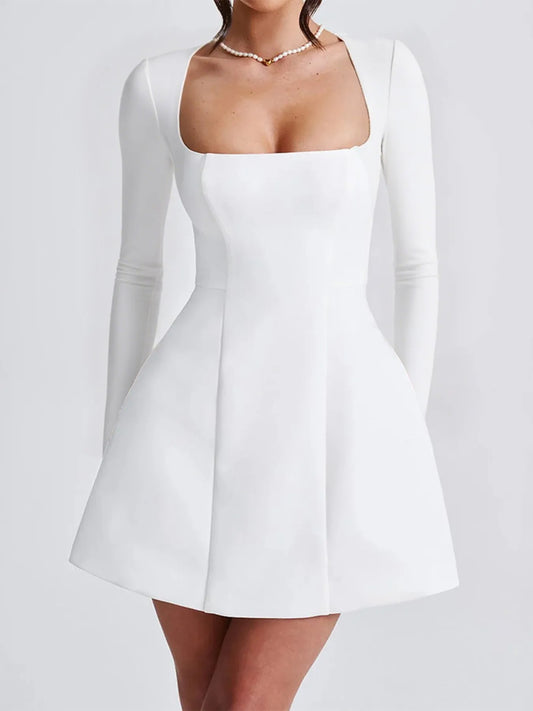 Image of Square Neck Long Sleeve Mini Dress | Queeble.shop