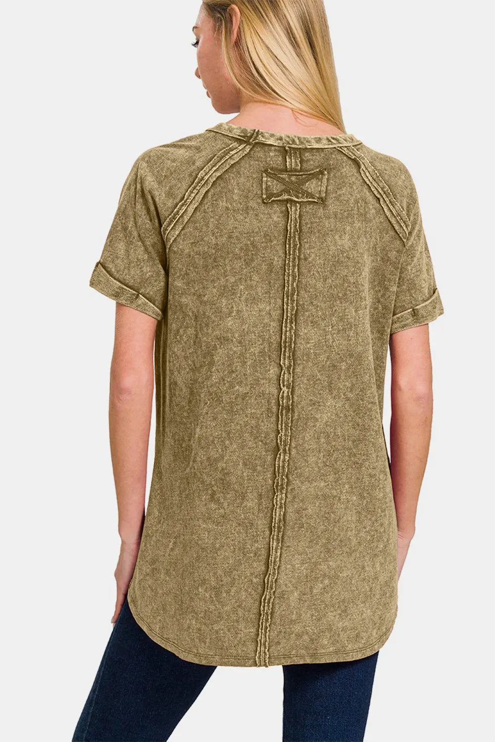 Image of Zenana Heathered Round Neck Short Sleeve Top | Queeble.shop