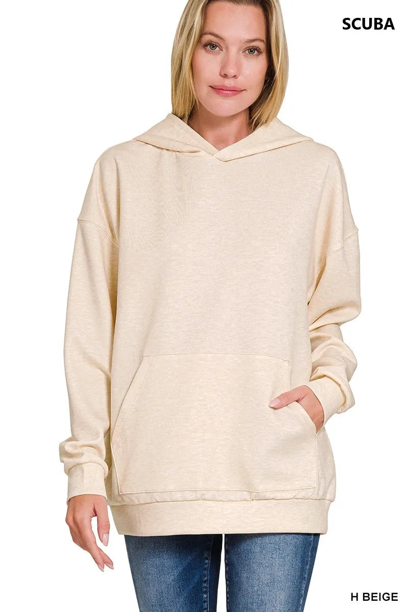 Image of Zenana Oversized Scuba Hoodie with Kangaroo Pocket | Queeble.shop