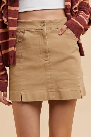 Image of Annie Wear Comfort Stretch Cotton Slit Detailed Mini Skirt | Queeble.shop