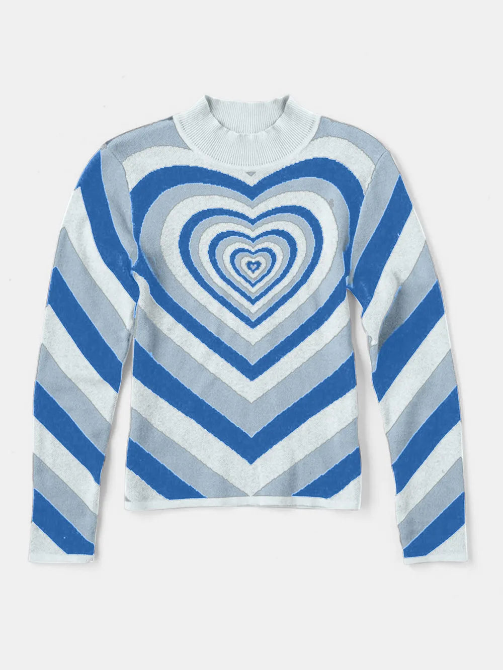 Image of Heart Mock Neck Long Sleeve Sweater | Queeble.shop