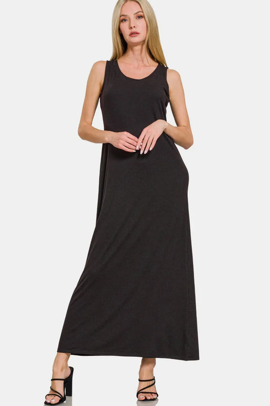 Image of Zenana Scoop Neck Wide Strap Tank Dress | Queeble.shop