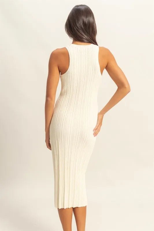 Image of HYFVE Round Neck Bodycon Ribbed Knit Dress | Queeble.shop