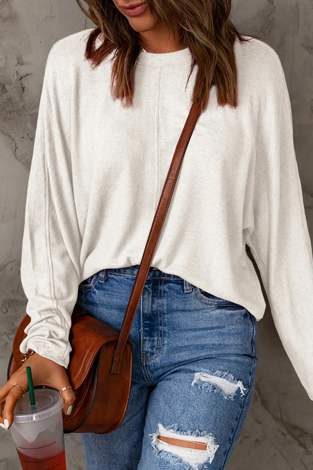 Image of Double Take Full Size Round Neck Long Sleeve T-Shirt | Queeble.shop