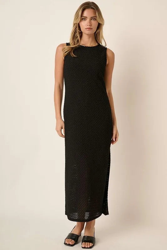 Image of Mittoshop Side Slit Round Neck Sleeveless Dress | Queeble.shop