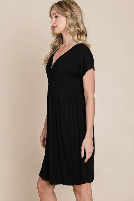 Image of BOMBOM V-Neck Short Sleeve Dress | Queeble.shop