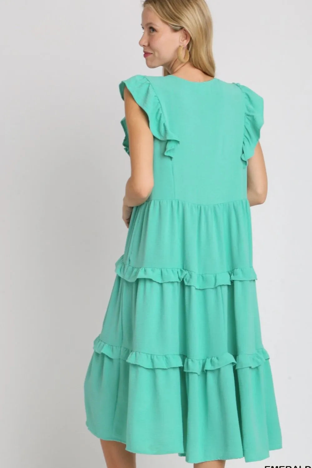 Image of Umgee Full Size Ruffle Tiered Cap Sleeve Midi Dress Plus Size | Queeble.shop