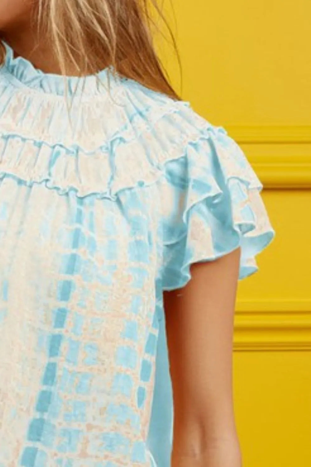 Image of BiBi Tiered Ruffle Neck Tie Dye Top | Queeble.shop