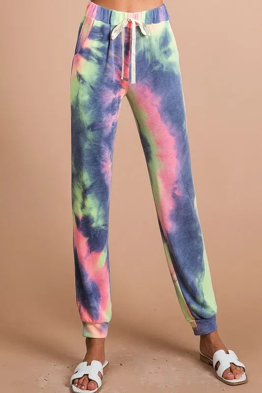 Image of BiBi Tie Dye French Terry Casual Pants | Queeble.shop
