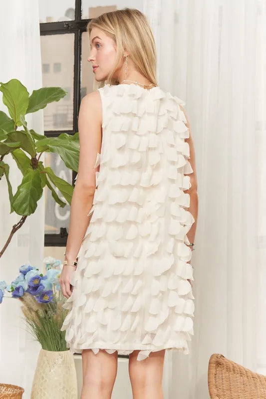 Image of ADORA Sleeveless Shift 3D Petal Dress | Queeble.shop