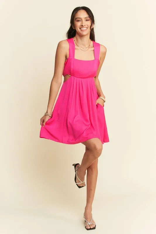 Image of Davi & Dani Washed Satin Cutout Skirt Bandeau Mini Dress | Queeble.shop