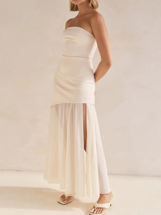 Image of Layered Slit Tube Maxi Dress | Queeble.shop