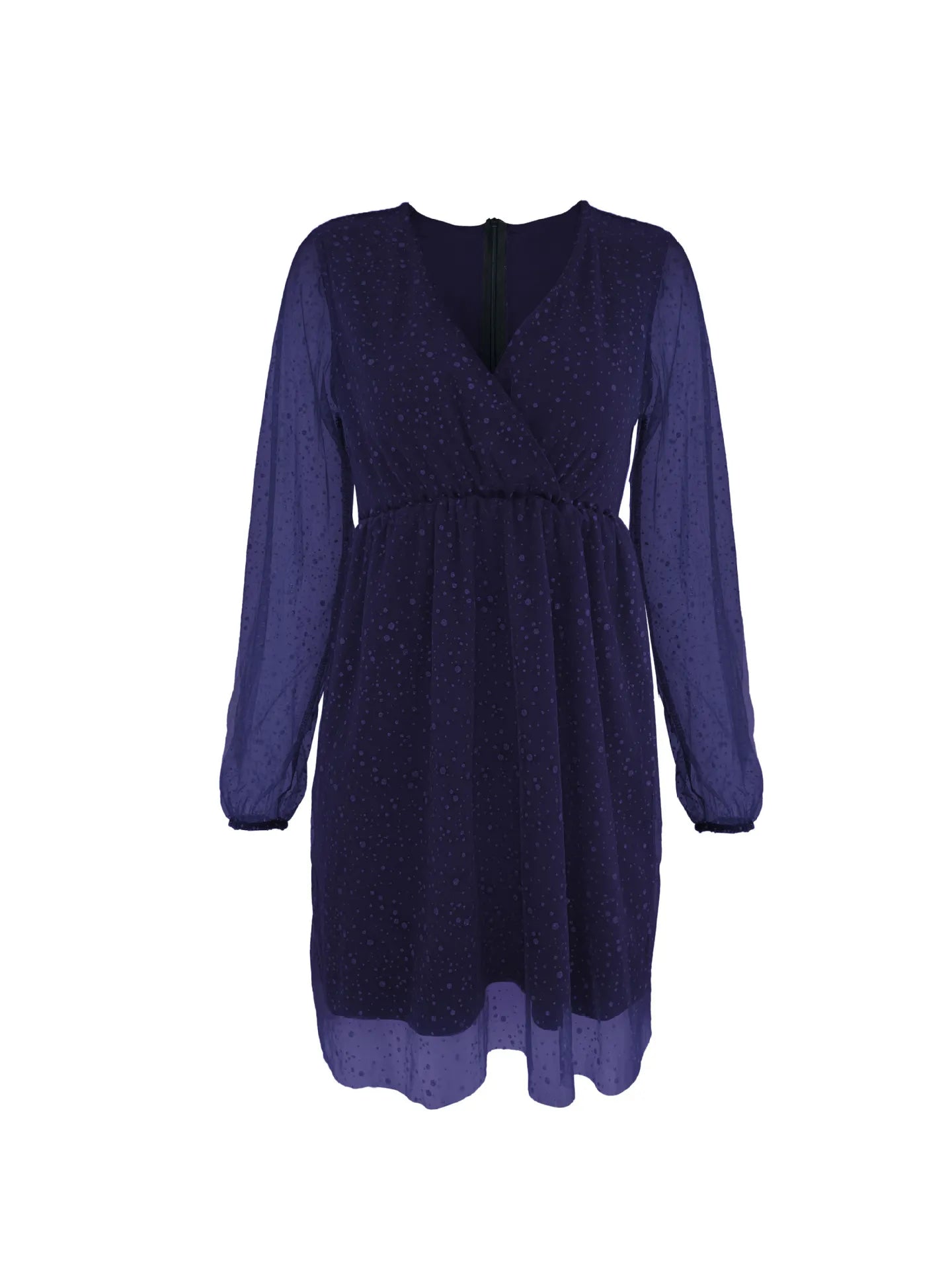 Image of Sparkling Surplice Balloon Sleeve Mini Dress | Queeble.shop