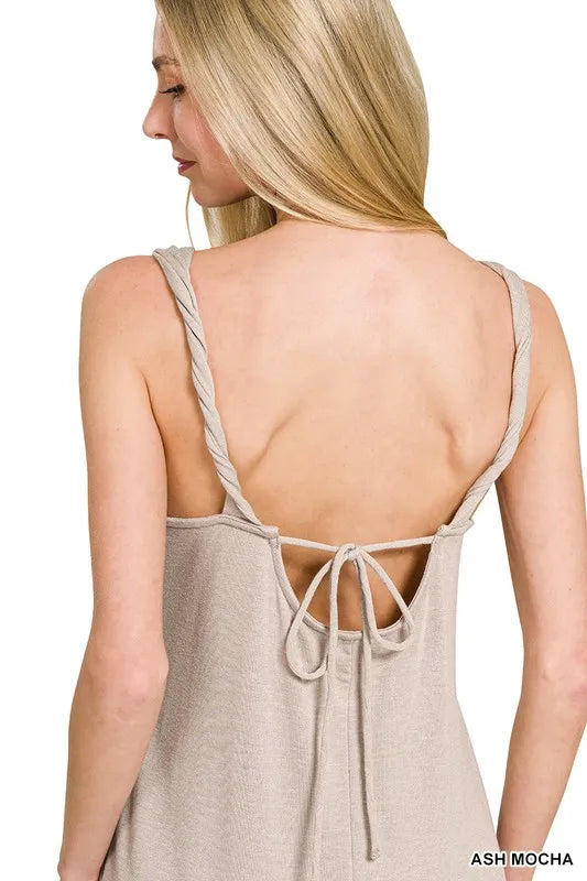 Image of Zenana French Terry Twisted Strap Midi Dress | Queeble.shop