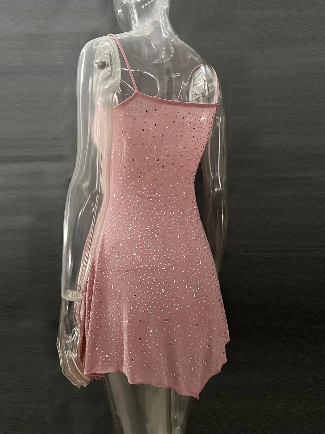 Image of Rhinestone Decor Mini Cami Dress | Queeble.shop