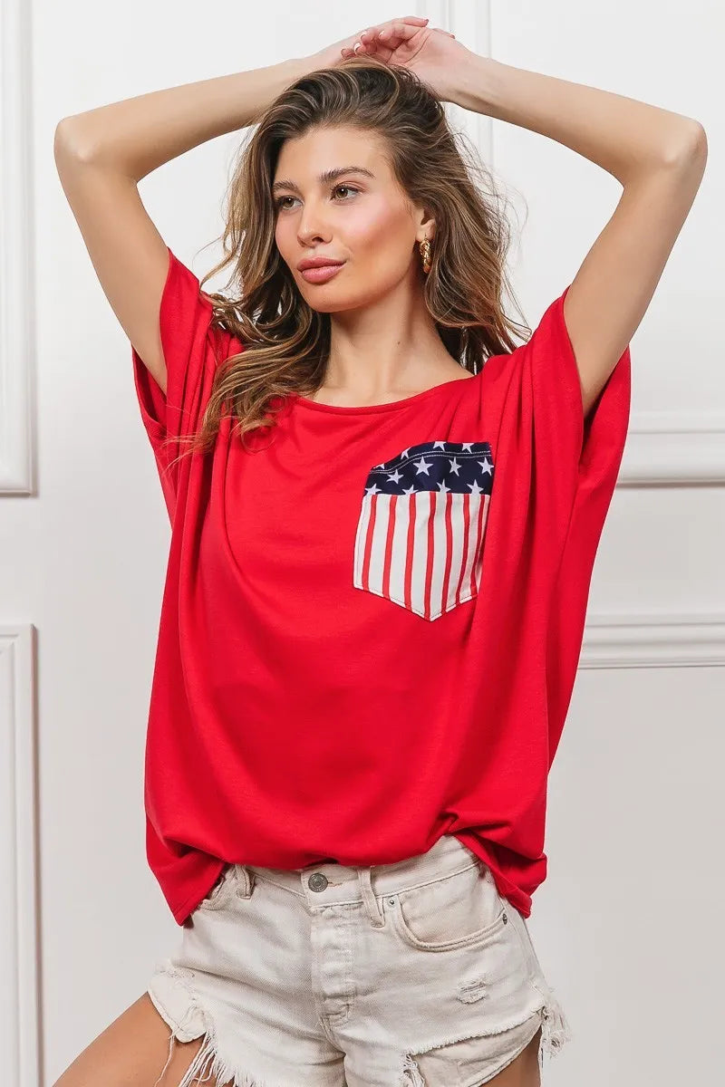 Image of BiBi French Terry With Front Pocket Dolman Sleeves Top | Queeble.shop