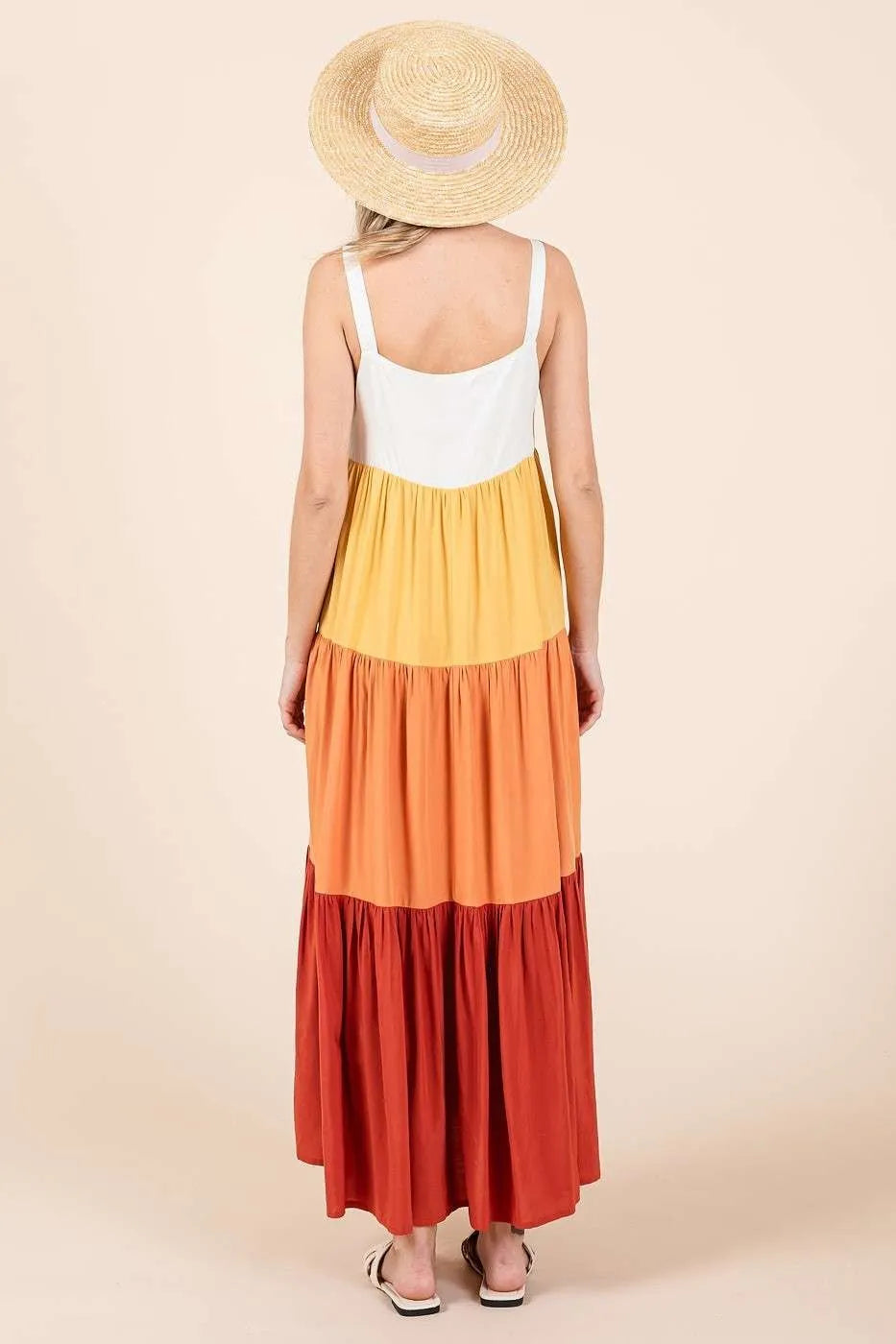 Image of Mittoshop Color Block Tiered Pull-On Maxi Dress | Queeble.shop