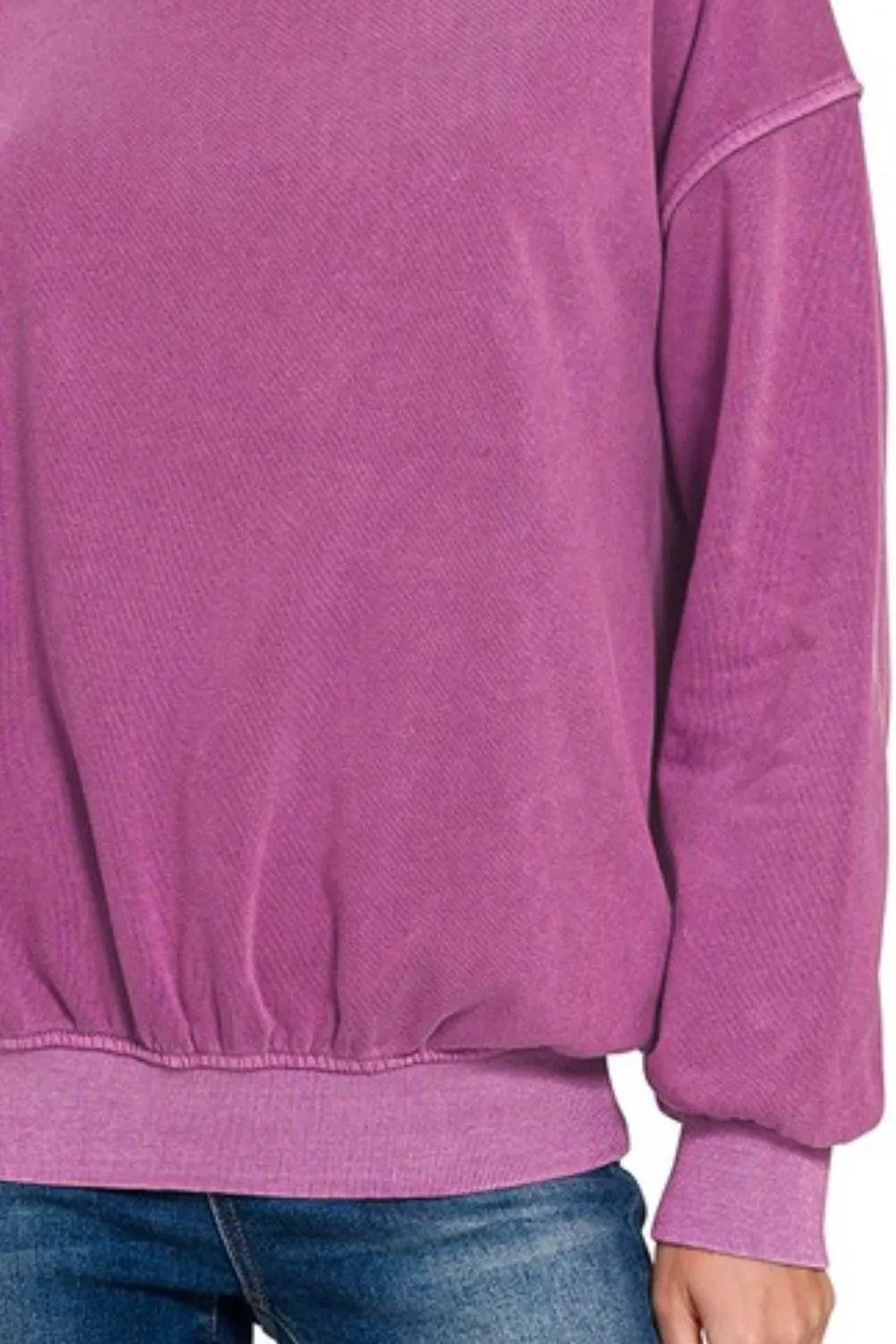 Image of Zenana Soft Fleece Pigment Dye Round-neck Sweatshirts | Queeble.shop