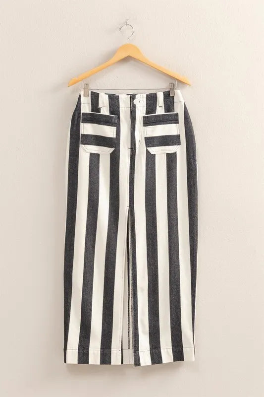 Image of HYFVE Striped Pocket Detail Maxi Skirt | Queeble.shop