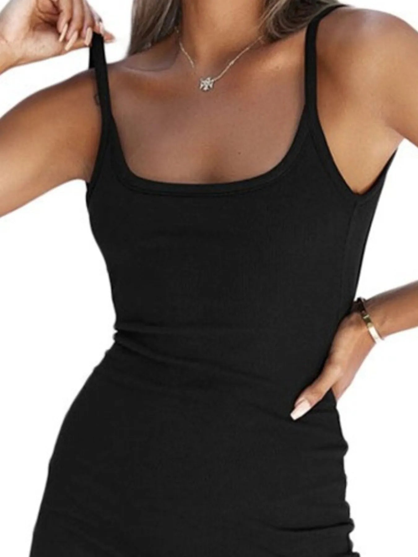 Image of Backless Scoop Neck Bodycon Cami Dress | Queeble.shop