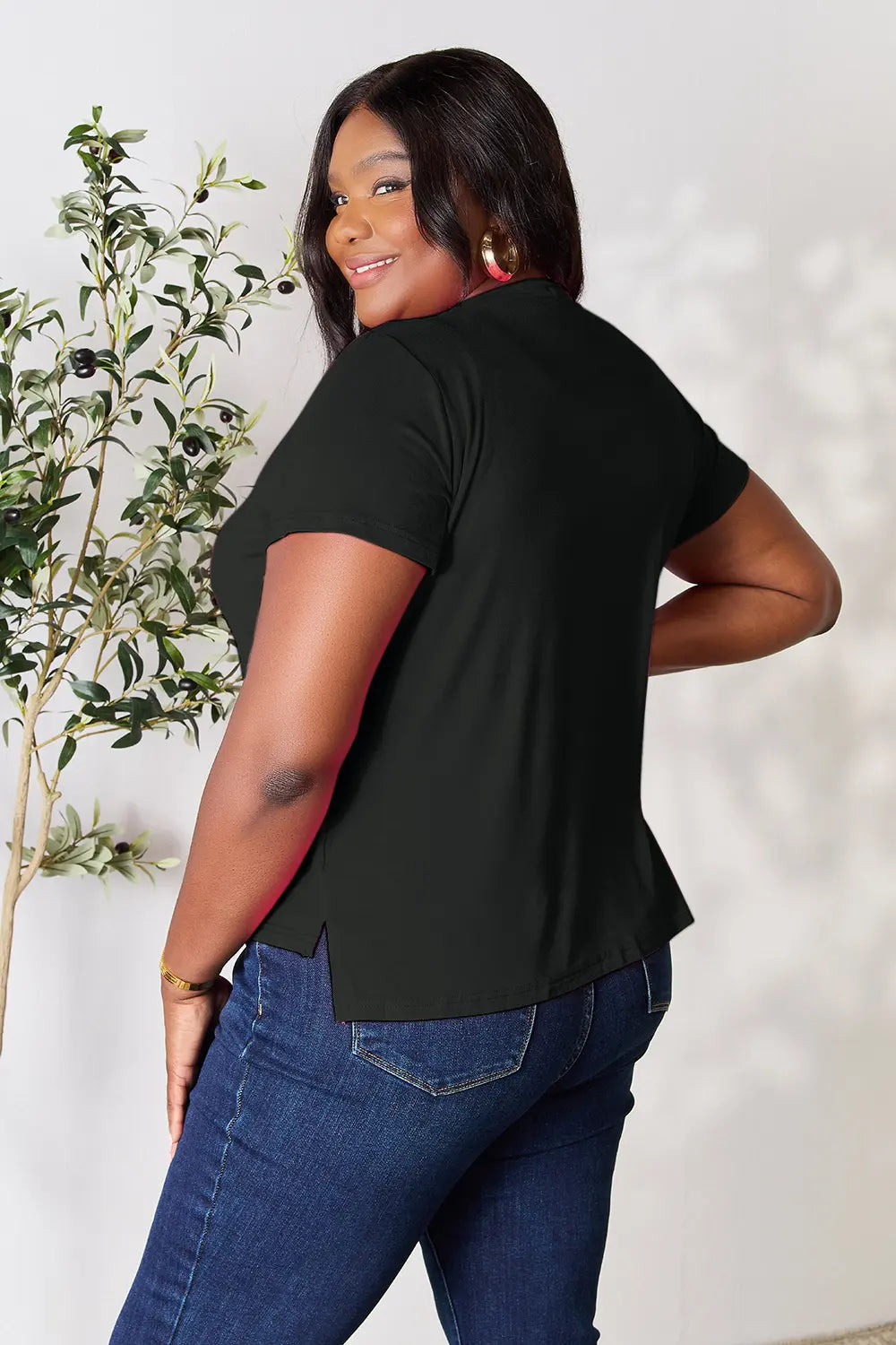Image of Basic Bae Full Size Round Neck Short Sleeve T-Shirt Plus Size | Queeble.shop