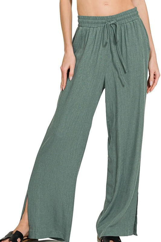 Image of Zenana Linen Drawstring Pants | Queeble.shop