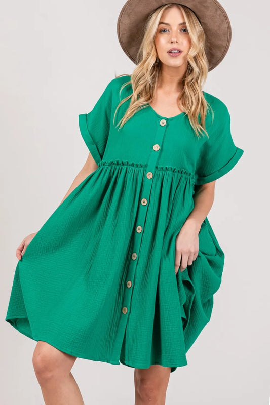 Image of SAGE + FIG Full Size Button Up Short Sleeve Dress | Queeble.shop
