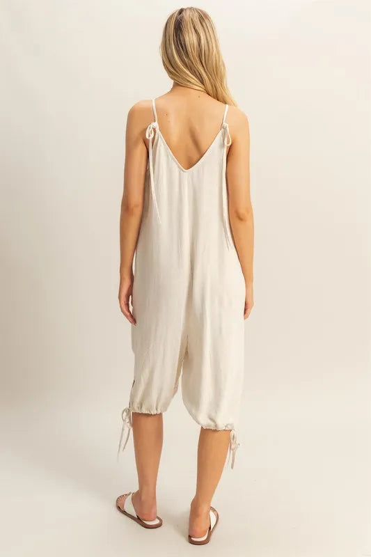 Image of HYFVE V-Neck Pocket Detail Side Tie Hem Romper | Queeble.shop