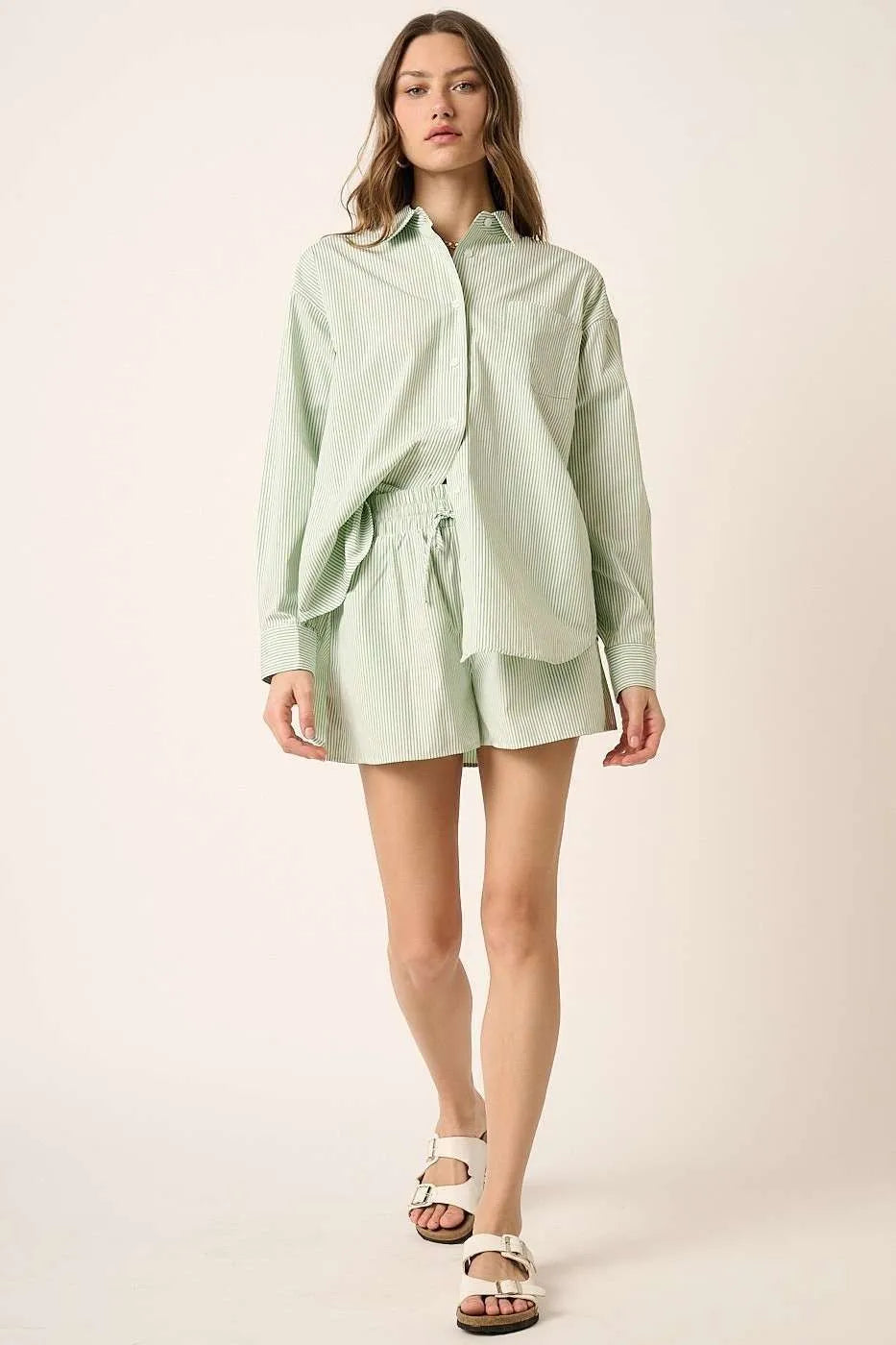 Image of Mittoshop Striped Shirt and Shorts Set | Queeble.shop