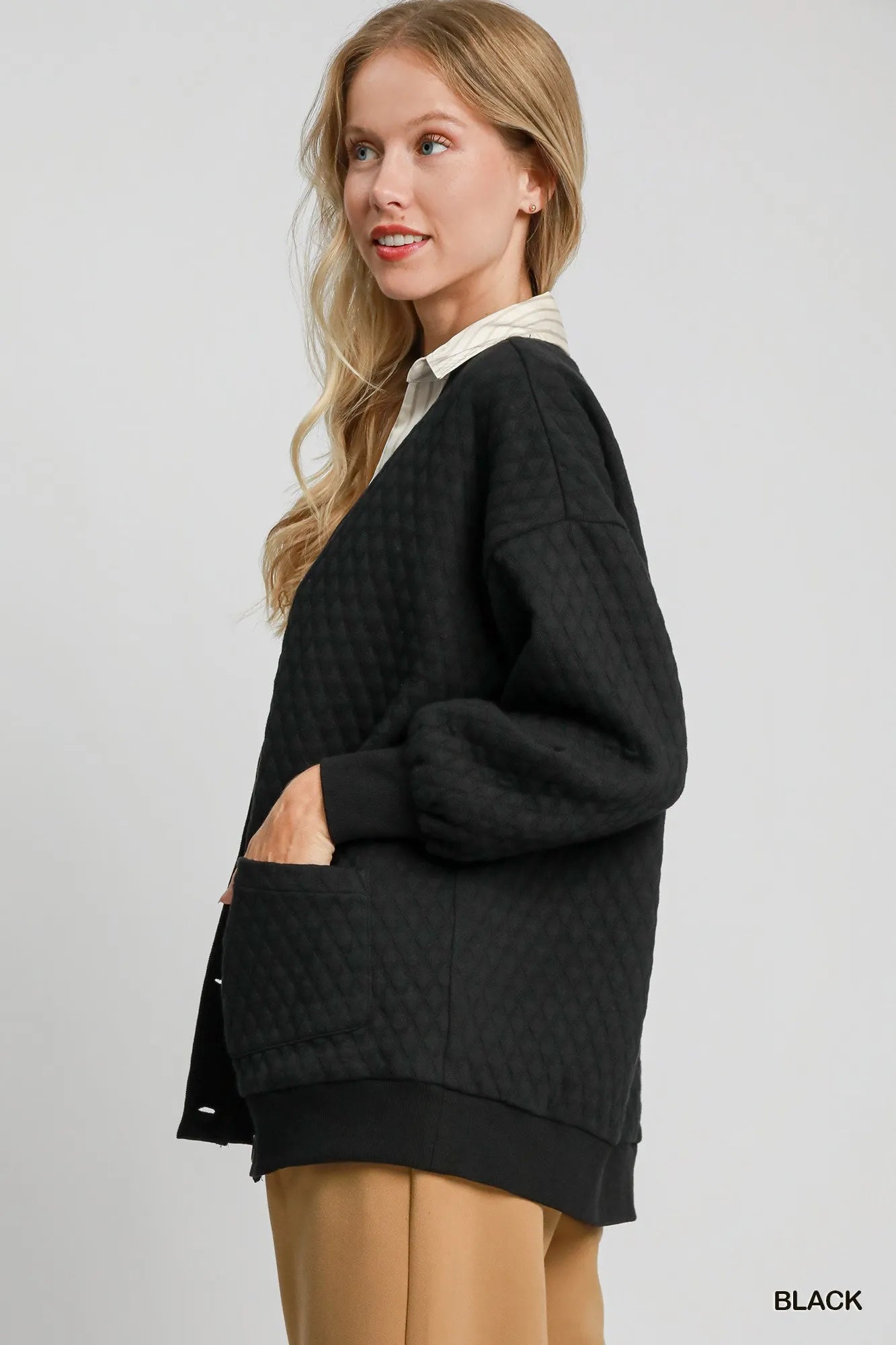 Image of Umgee Button-Up Jacquard Cardigan | Queeble.shop