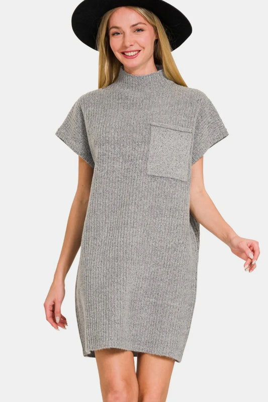 Image of Zenana Short Sleeve Sweater Mini Dress | Queeble.shop