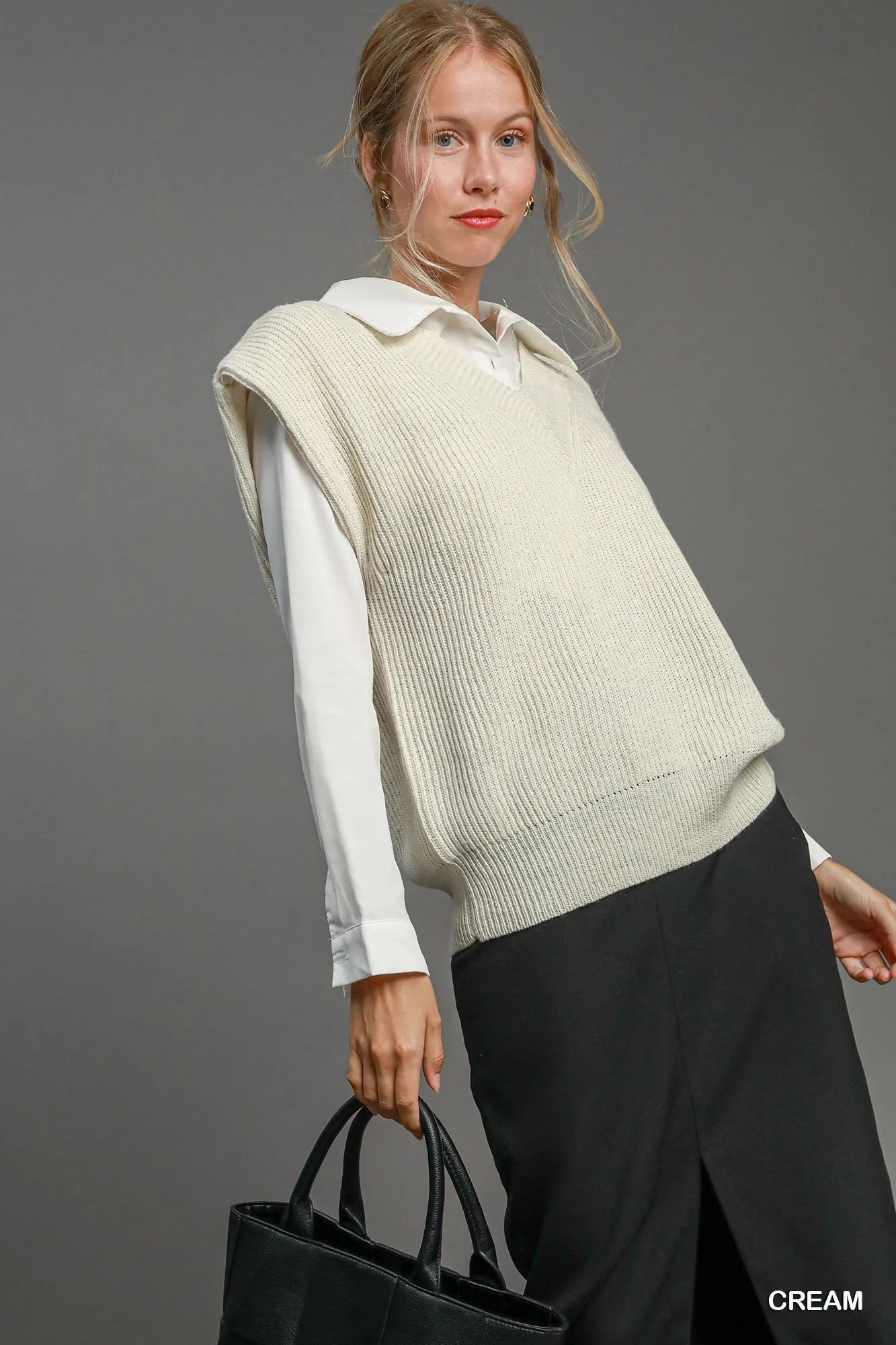 Image of Umgee Oversized V Neck Vest | Queeble.shop