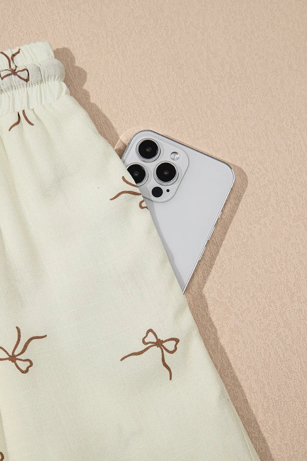 Image of Bow Print Lace Drawstring Casual Shorts | Queeble.shop