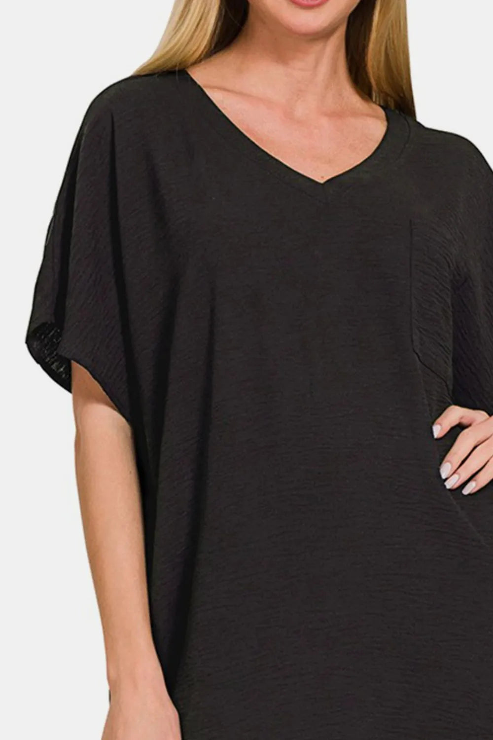 Image of Zenana V-Neck Tee Dress with Pockets | Queeble.shop