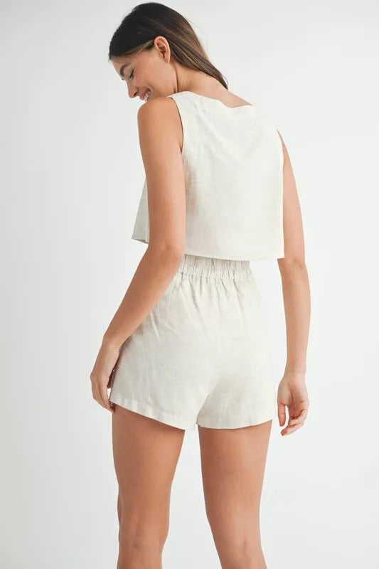 Image of MABLE Sleeveless Crop Top and Shorts Set | Queeble.shop