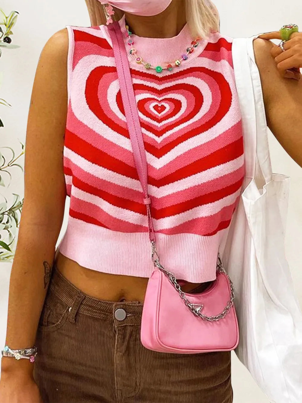 Image of Heart Mock Neck Sweater Vest | Queeble.shop