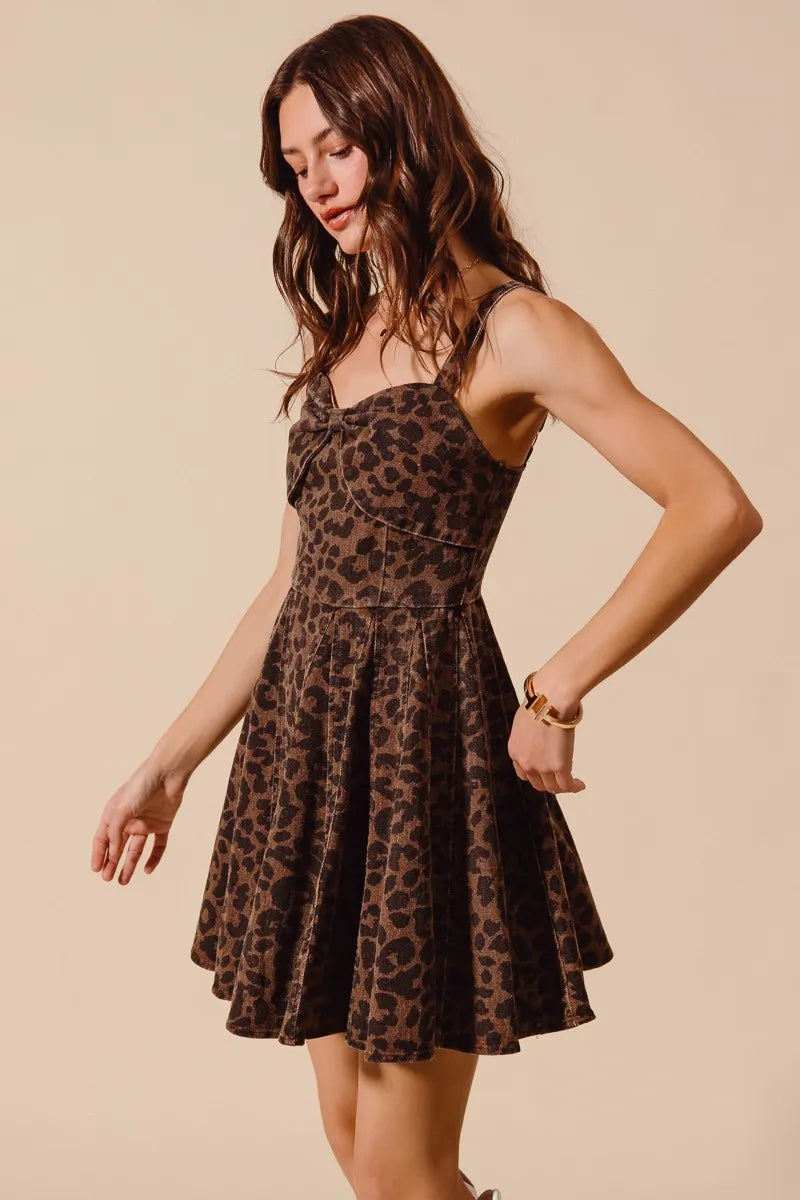 Image of SO ME Mineral Washed Leopard Flare Cami Dress | Queeble.shop