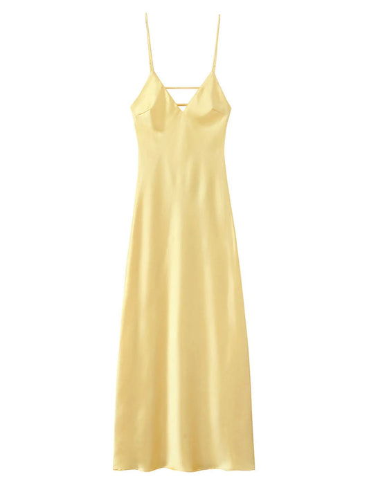 Image of Satin V-Neck Cami Dress | Queeble.shop